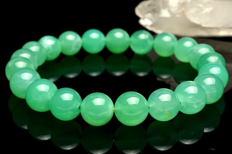 １点物 AAAA アップルグリーン クリソプレーズ 9mm ブレスレット パワーストーン 天然石 _MB247