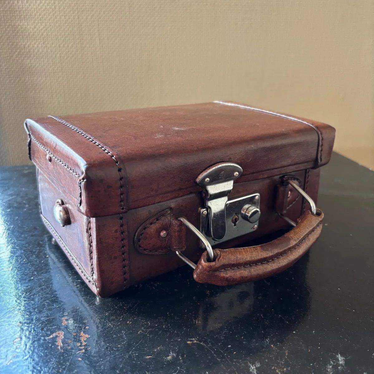 本革 トランク 小物入れ ミニトランク レザー アンティーク ビンテージ 昭和レトロ インテリア 雑貨