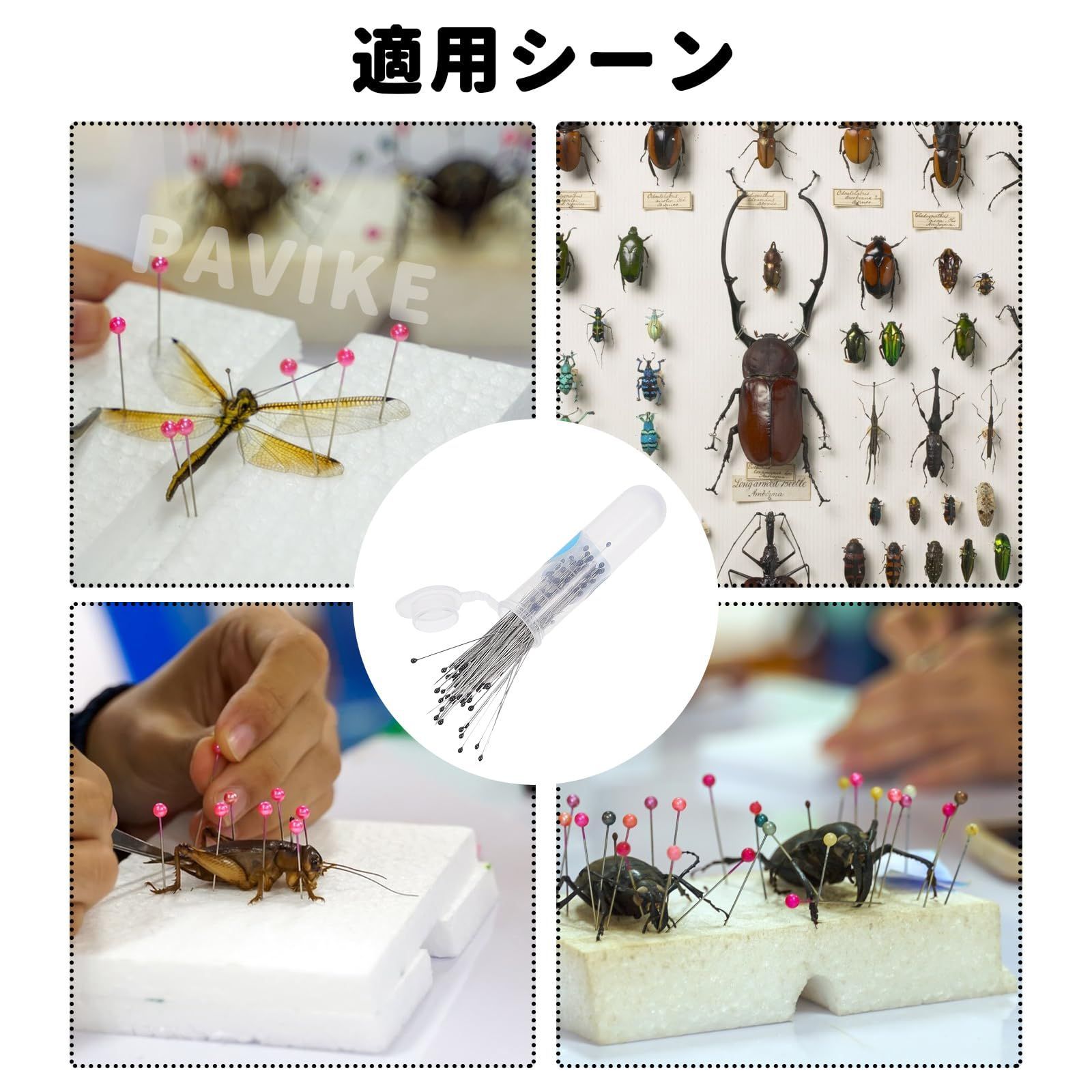 PAVIKE 虫ピン 標本 標本針 昆虫針 100本セット 長さ40mm 幅0.32mm