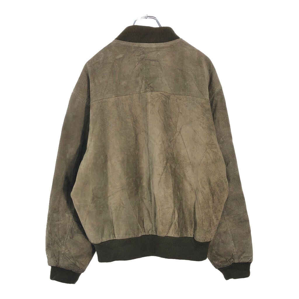 ROBINSONS スエードレザーブルゾンジャケット カーキ メンズ L 古着 V6833