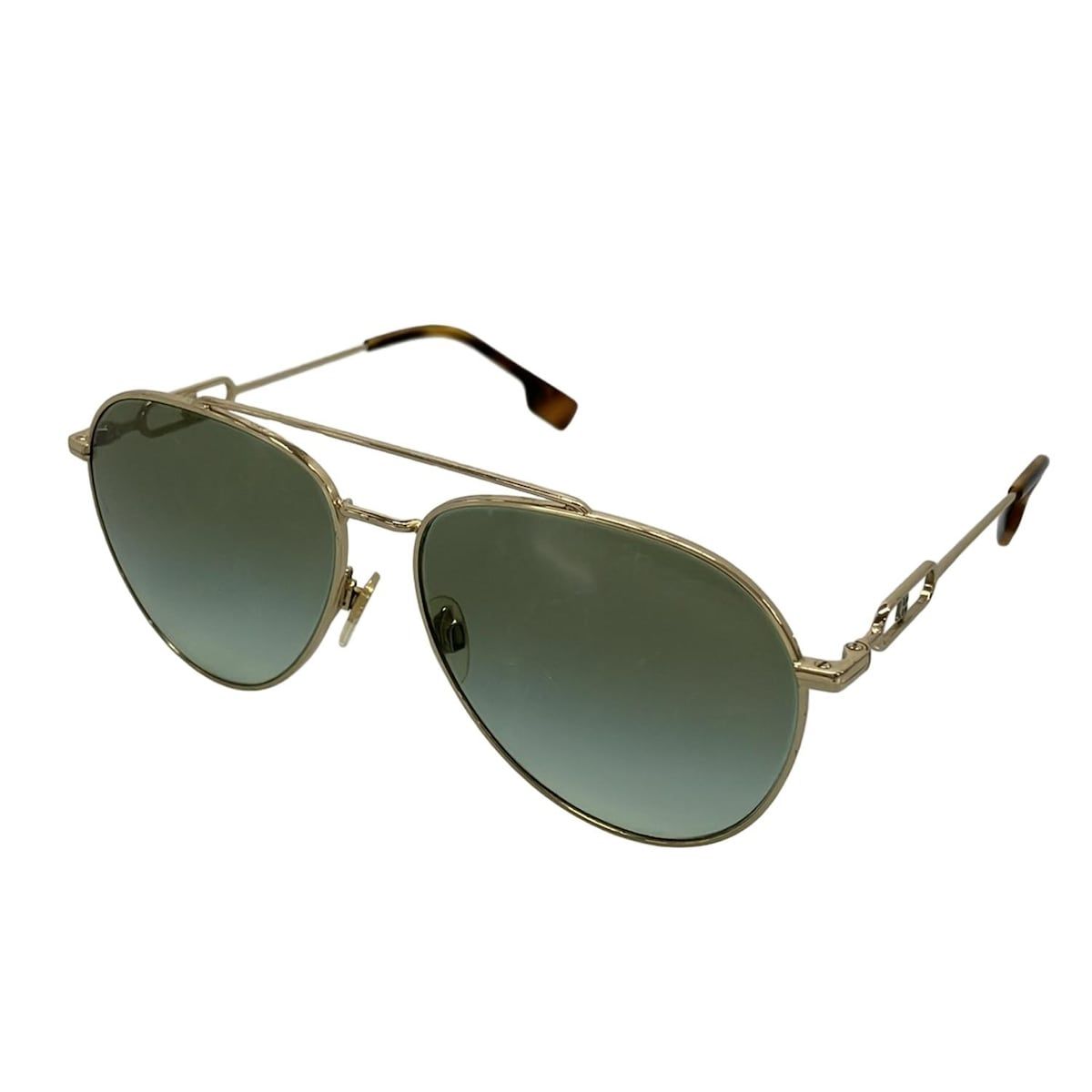 BURBERRY LONDON ENGLAND バーバリーロンドンイングランド サングラス ダークグリーン×ゴールド×ブラウン ティアドロップ