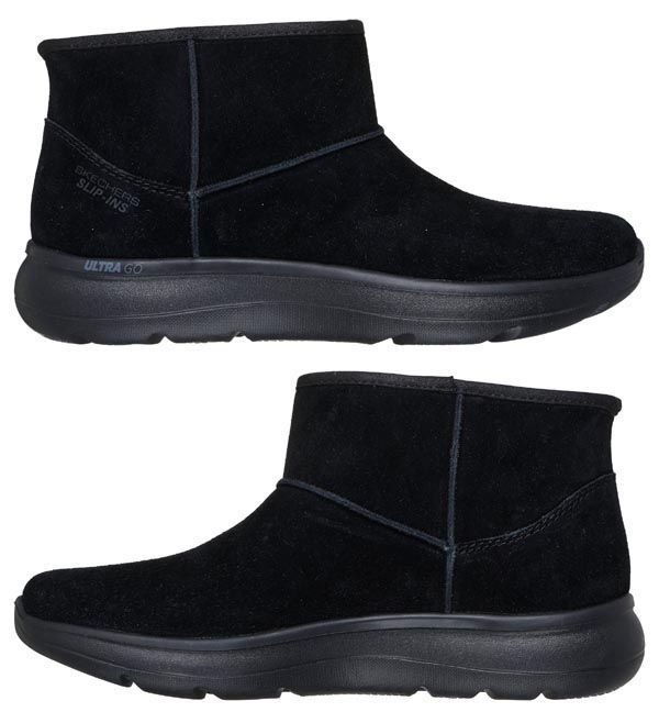 スケッチャーズ あったか 防寒 レディース ブーツ スニーカー スリップインズ オンザゴー アンコール - ブ 144853 SKECHERS SLIPINS ON THE GO BBK ブラック スエード