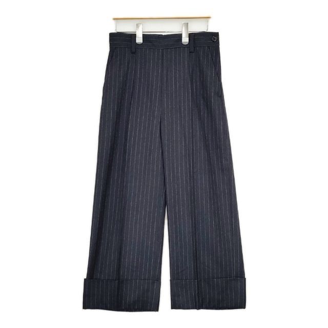 MARGARET HOWELL|FOX BROTHERS 578-8243006 ウール ストライプ パンツ ネイビー レディース マーガレットハウエル|フォックスブラザーズ 5-1015T∞