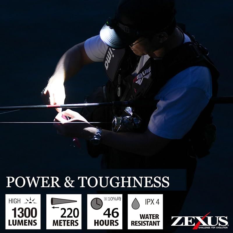 ZEXUS ゼクサス LED ヘッドライト ZX-R740 充電式 最大1300ルーメン メインLED点灯時間 最大46時間 白 赤色