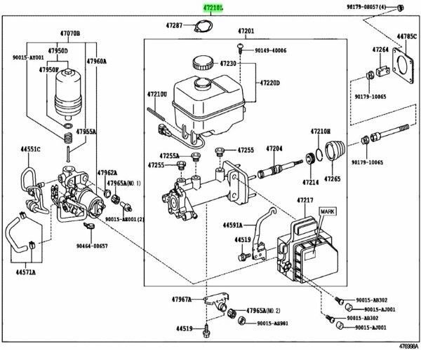 トヨタ 純正 ランドクルーザー プラド レクサス ブレーキブースタ マスタシリンダ 付 47050-60410 TOYOTA ♥ LEXUS Genuine JDM