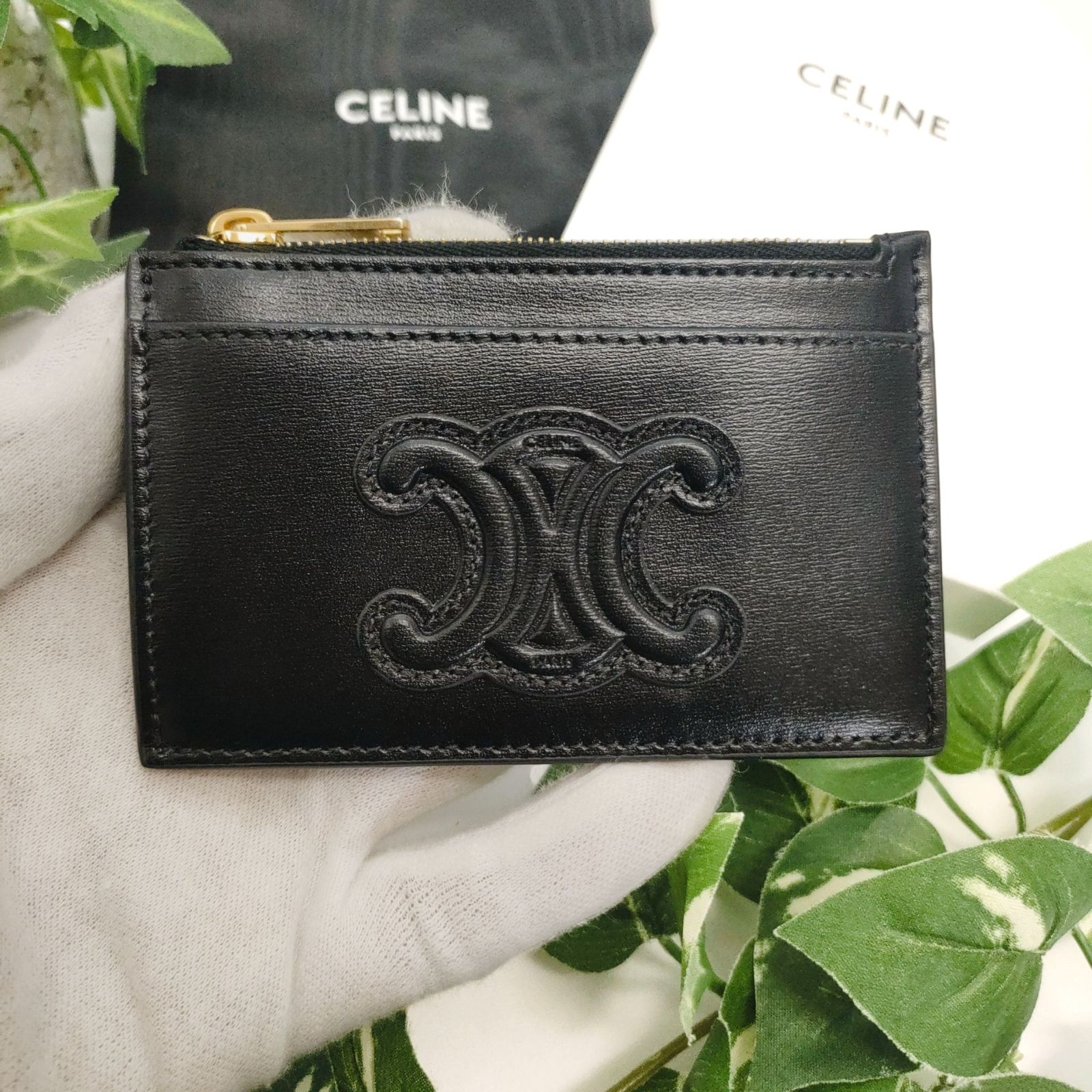 セリーヌ CELINE フラグメントケース コインカードホルダー キュイルトリオンフ ブラック
