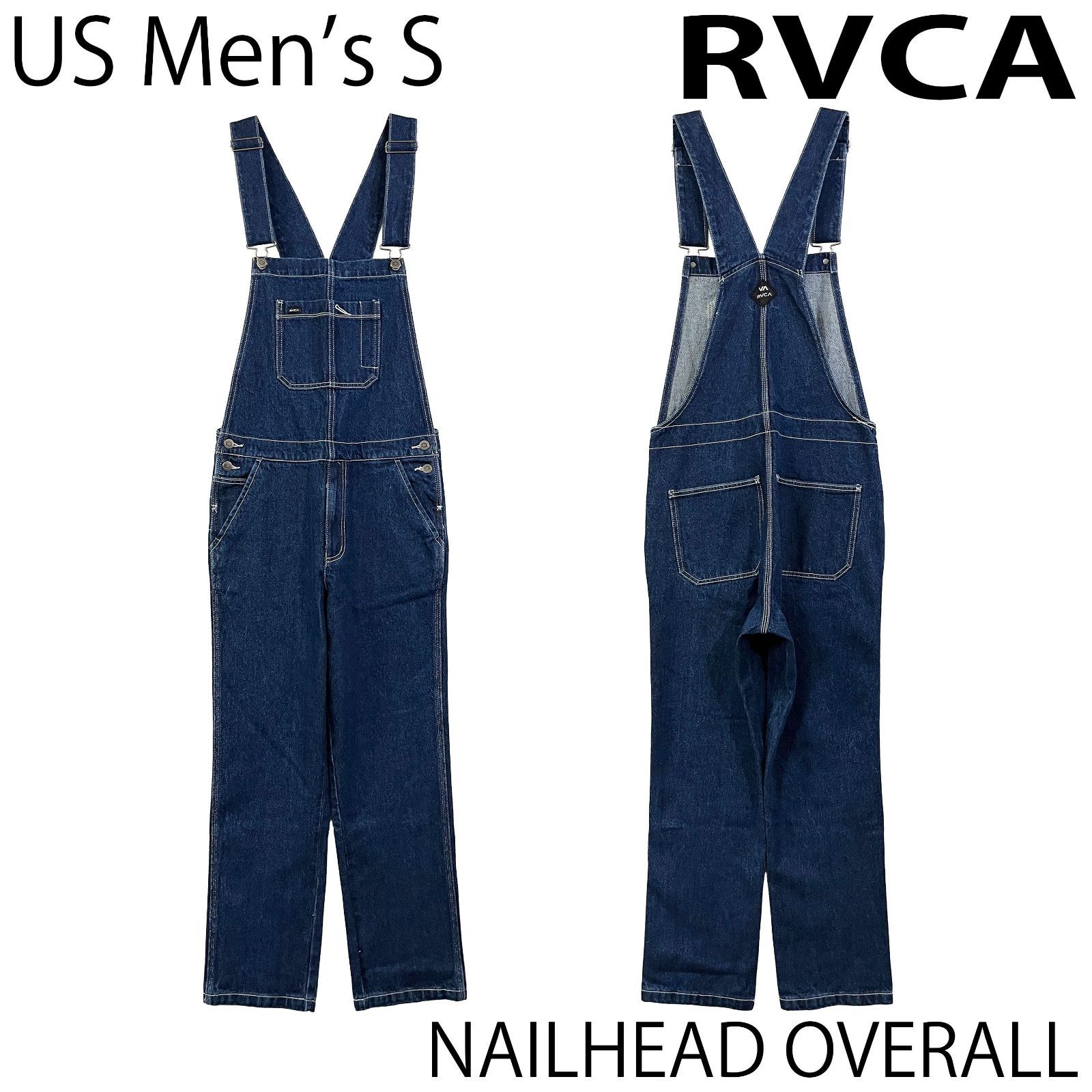 未使用／USメンズS】RVCA オーバーオール インディゴ ミディアム 