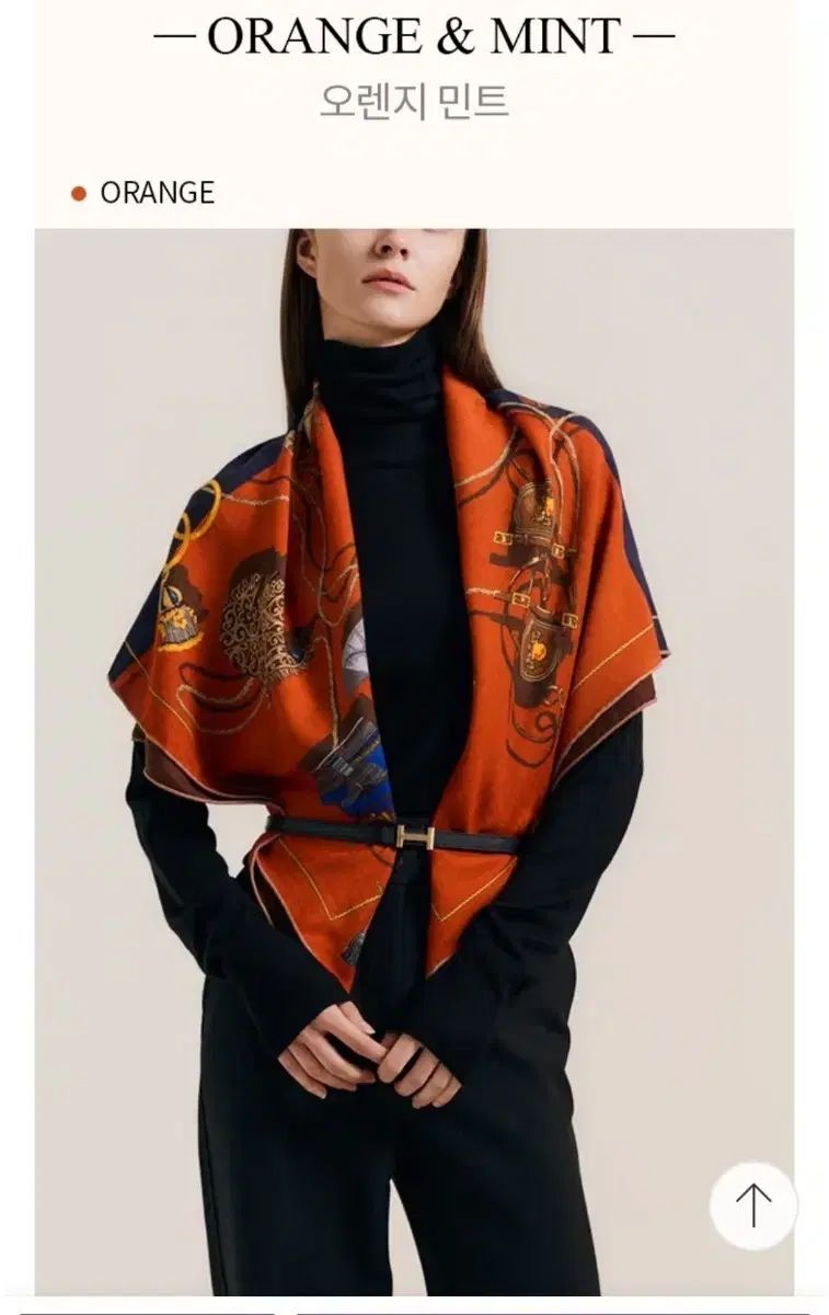 VERA WANG CLEA リバーシブル ウール シルク スカーフ オレンジ - ミント