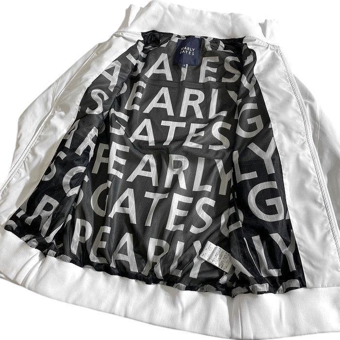 全品大幅値下げ！ PEARLY GATES パーリーゲイツ ゴルフ 素材 防水 透湿 タフレックス ソーラーセンサーL ロゴ裏地 ストレッチ フルジップ ジャケット ブルゾン ゴルフウェア 053-2120111 定価4万 ホワイト 045 50213w09 間違いなく