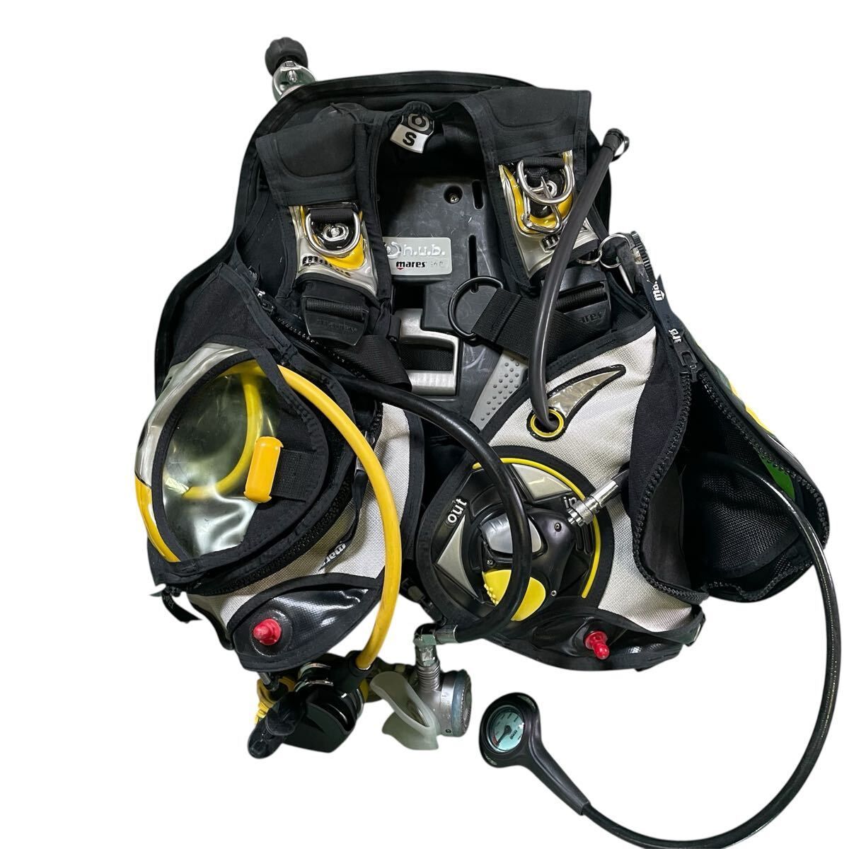 ?現状品? Mares HUB ダイビング BCD レギュレーター Sサイズ コンパス付き スキューバ器材セット u603