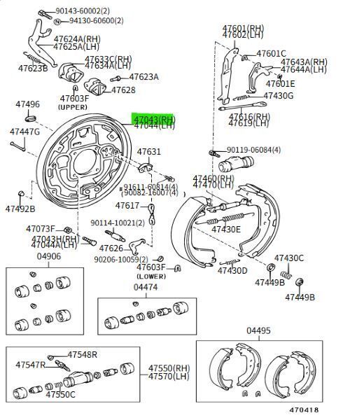 トヨタ 純正 ハイラックス タコマ ブレーキバッキング プレート RR 右 Brake Backing Plate Rear Right 47043-35170 TOYOTA ♥ LEXUS