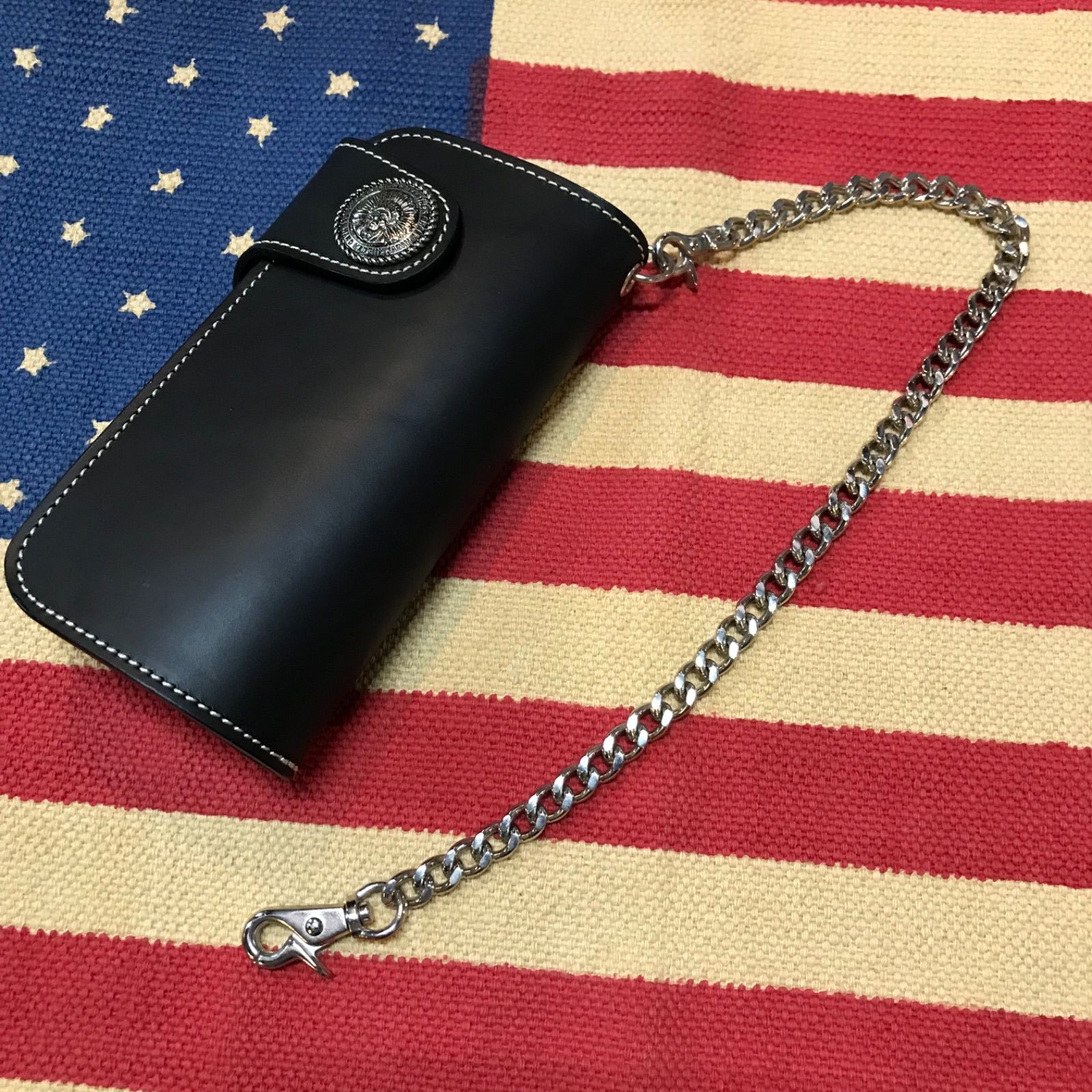 kc s ケーシーズ ウォレット 財布 長財布 ライダースウォレット カウハイド 牛革 ブラック 黒 コンチョ ウォレットチェーン