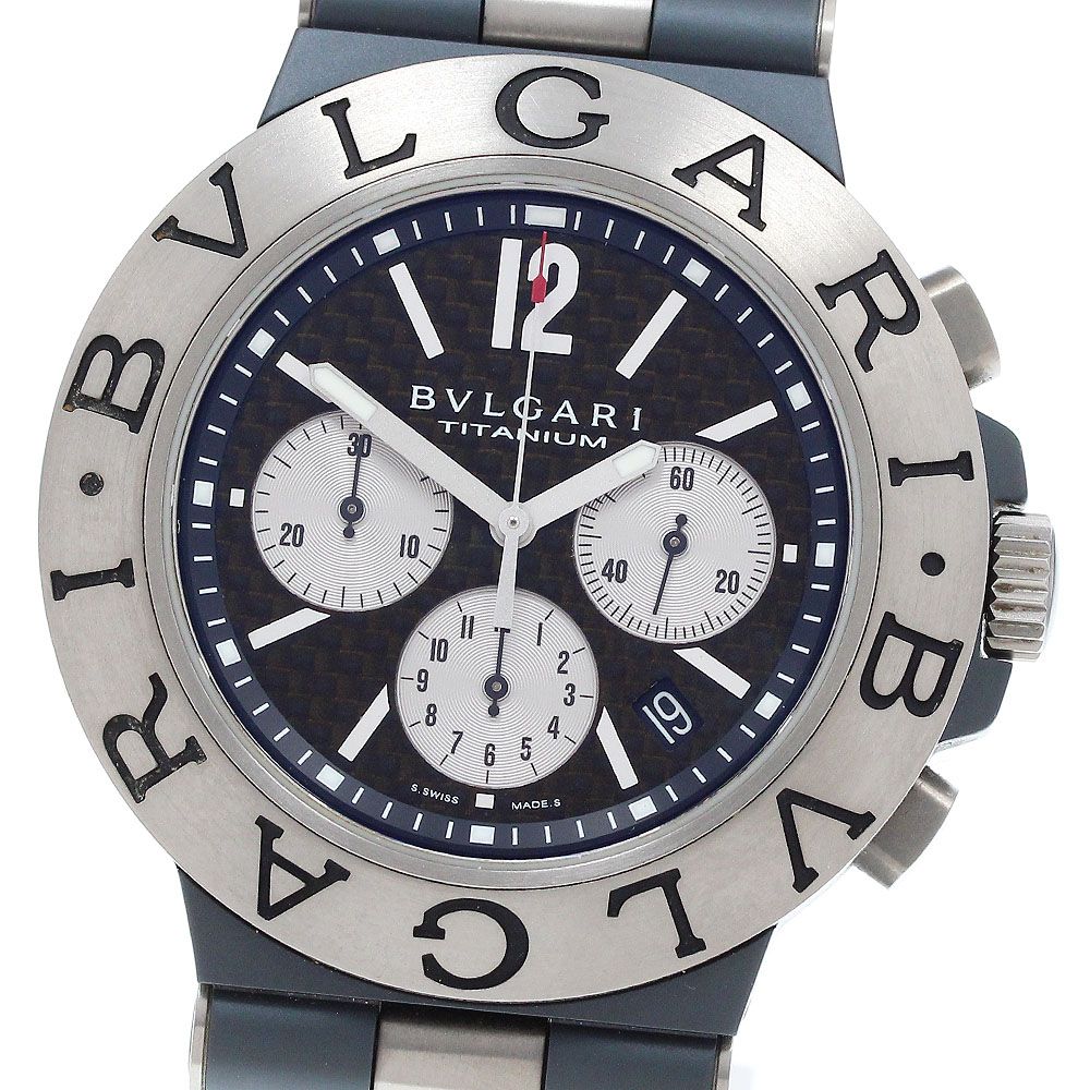 ブルガリ BVLGARI TI44TACH ディアゴノ チタニウム クロノグラフ 自動巻き メンズ 箱 保証書付き_905811