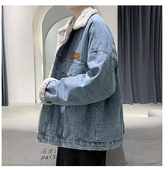 デニムジャケット ボアジャケット メンズ 冬 裏ボア コート 大きいサイズ 厚手 ボアコート ゆったり ふわふわ カジュアル もこもこ アウター おしゃれ pai5a291955 KANDAIZUMI_COM