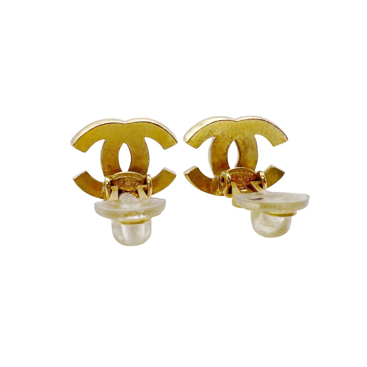 CHANEL シャネル ココマーク ラインストーン イヤリング 金属素材 ゴールド 02A ヴィンテージ コスチュームジュエリー 2002年製 ABランク 鑑定済