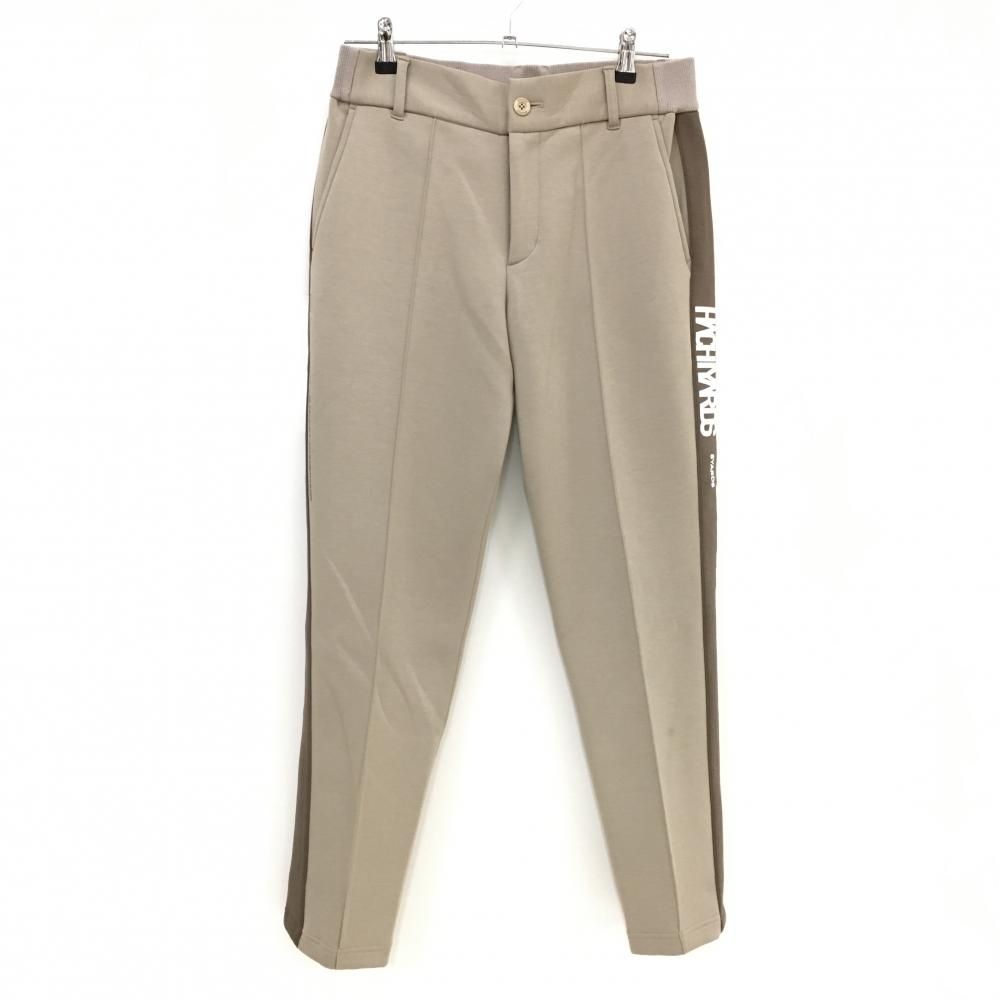 ハチヤーズ ストレッチパンツ ベージュ×白 後ろウエストゴム メンズ L ゴルフウェア モデル 8YARDS