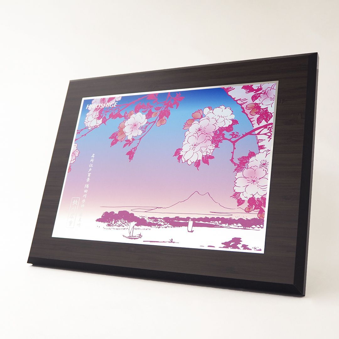 日本の名画 鑑賞用木製プレート絵画楯 里桜 歌川広重 隅田川水神の森真崎 ギフト WWW_IBETON_RU