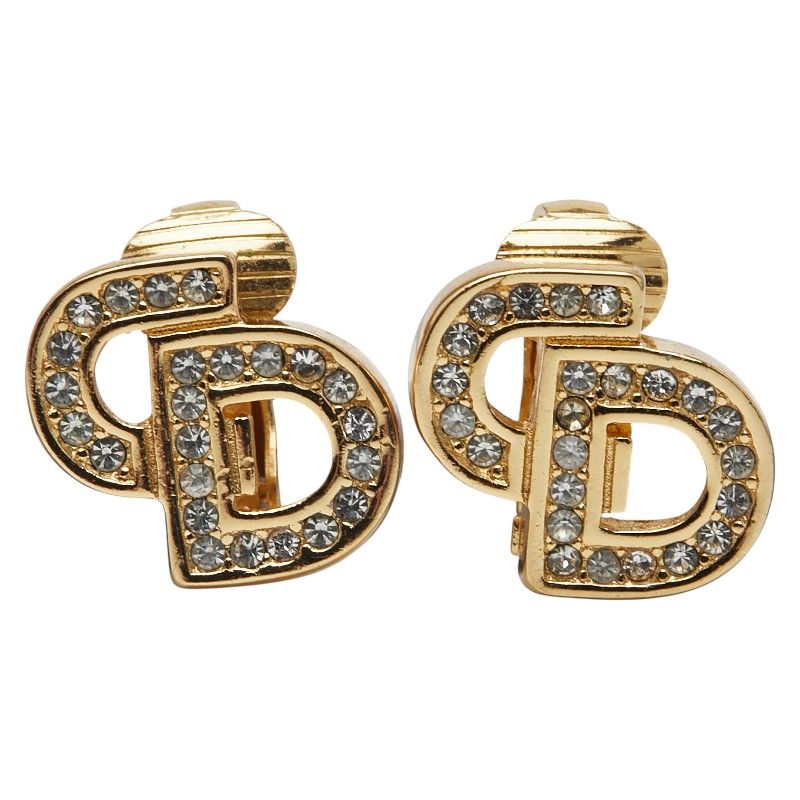 ディオール CDロゴ ラインストーン ゴールド メッキ レディース Dior 1-0233419