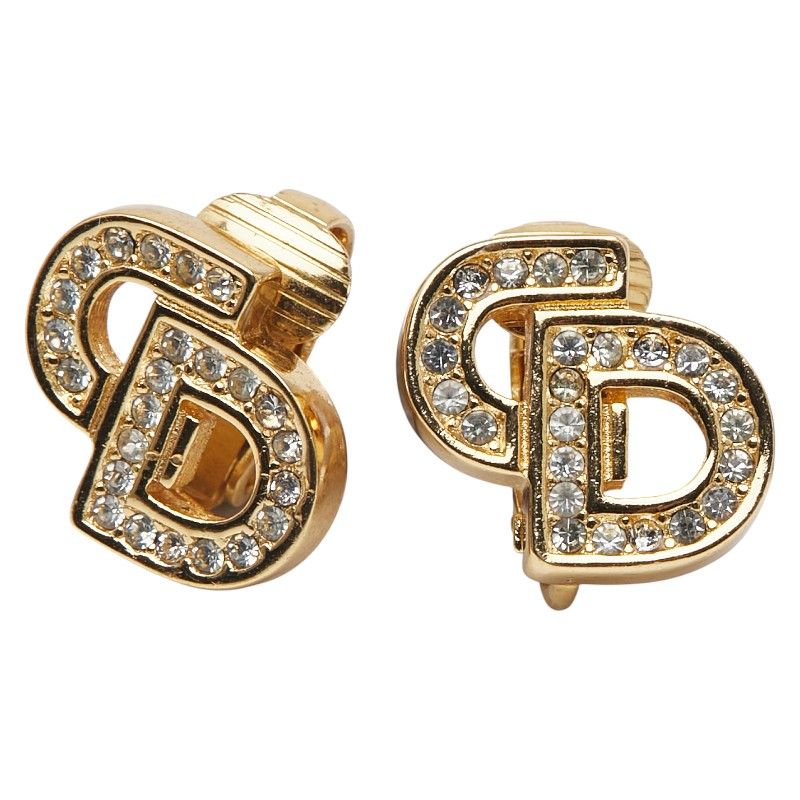 ディオール CDロゴ ラインストーン ゴールド メッキ レディース Dior 1-0233419