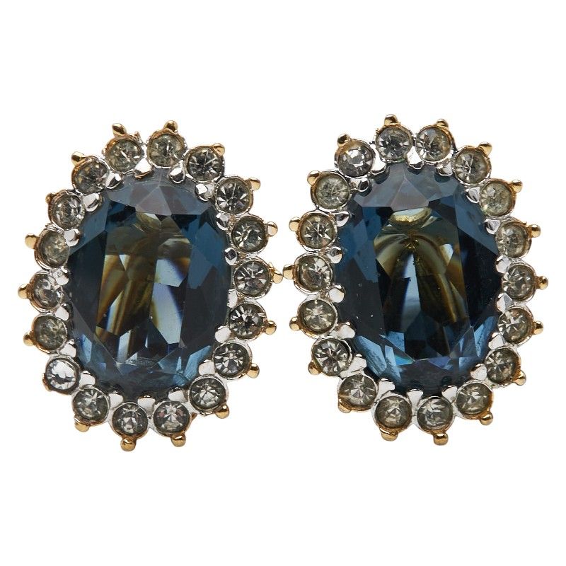 ディオール ラインストーン ゴールド ブルー メッキ レディース Dior 1-0233420