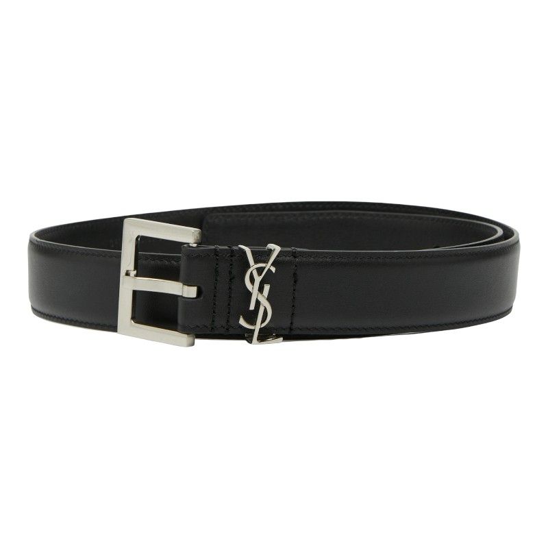 サンローラン YSLロゴ ブラック シルバー レザー レディース SAINT LAURENT 1-0237823