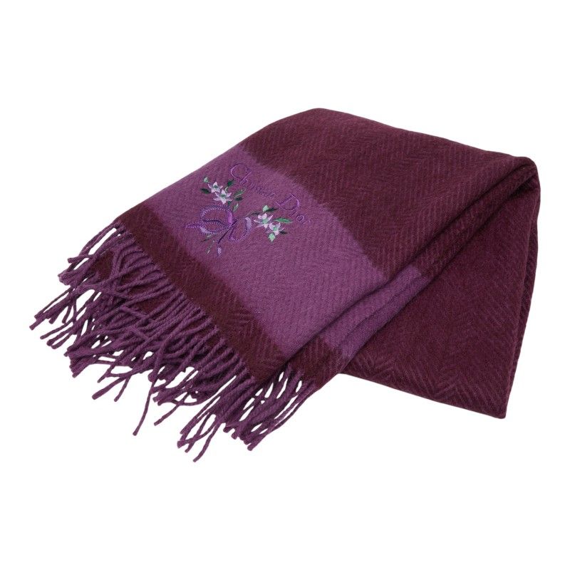 ディオール ロゴ ストール ショール ひざ掛け パープル ウール レディース Dior 1-0238946