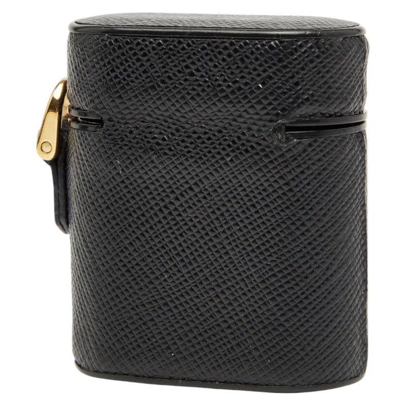 プラダ 三角ロゴプレート AirPodsケース 1ZD002 ブラック レザー レディース PRADA 234-39587