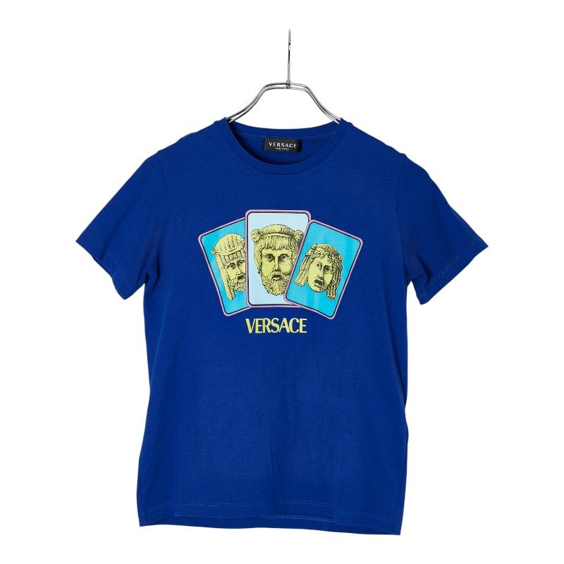ヴェルサーチェ Greek Masks T-Shirt Tシャツ サイズ12A ブルー マルチ コットン キッズ VERSACE 1-0239699