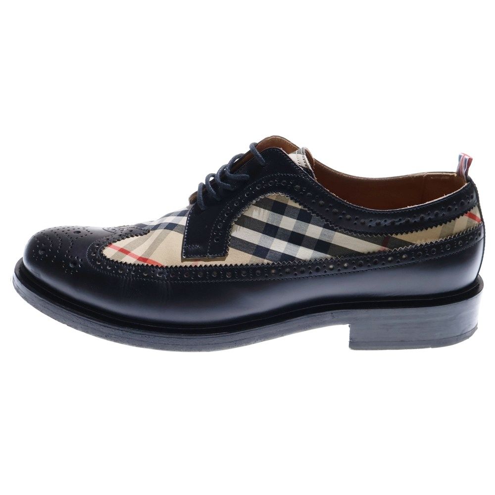 BURBERRY LONDON バーバリーロンドン TAILOR BROGUE チェックパネル レザーシューズ ブラック ベージュ 42 ITBROSRLLOC