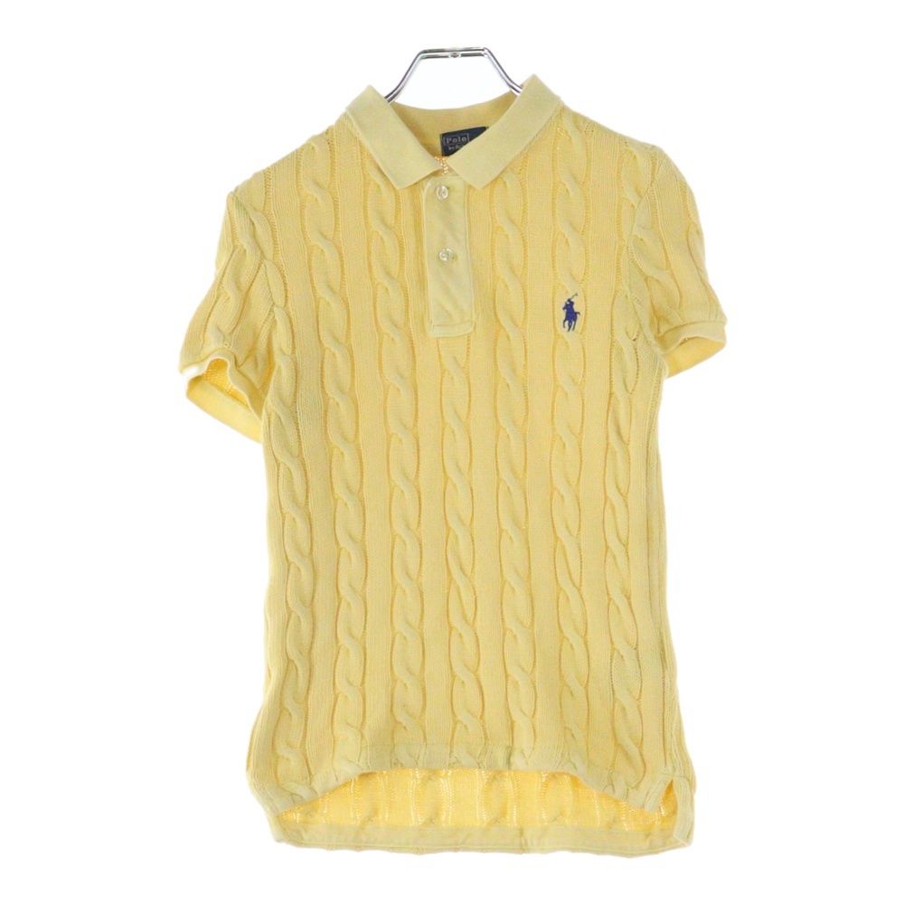 POLO RALPH LAUREN ポロラルフローレン ロゴエンブロイダリー ケーブルニット 半袖ポロシャツ レディース イエロー