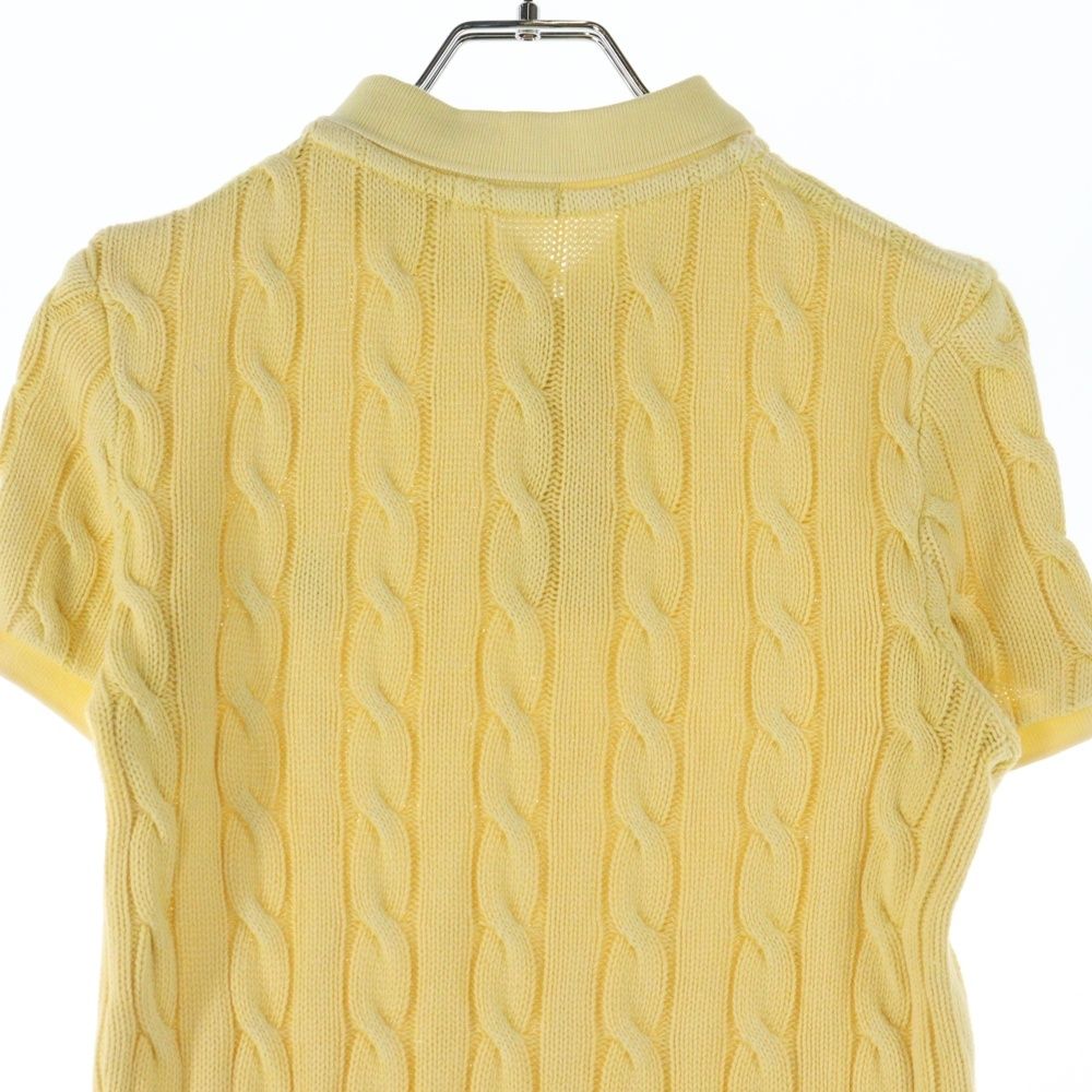  POLO RALPH LAUREN ポロラルフローレン ロゴエンブロイダリー ケーブルニット 半袖ポロシャツ レディース イエロー ポロシャツ トップス