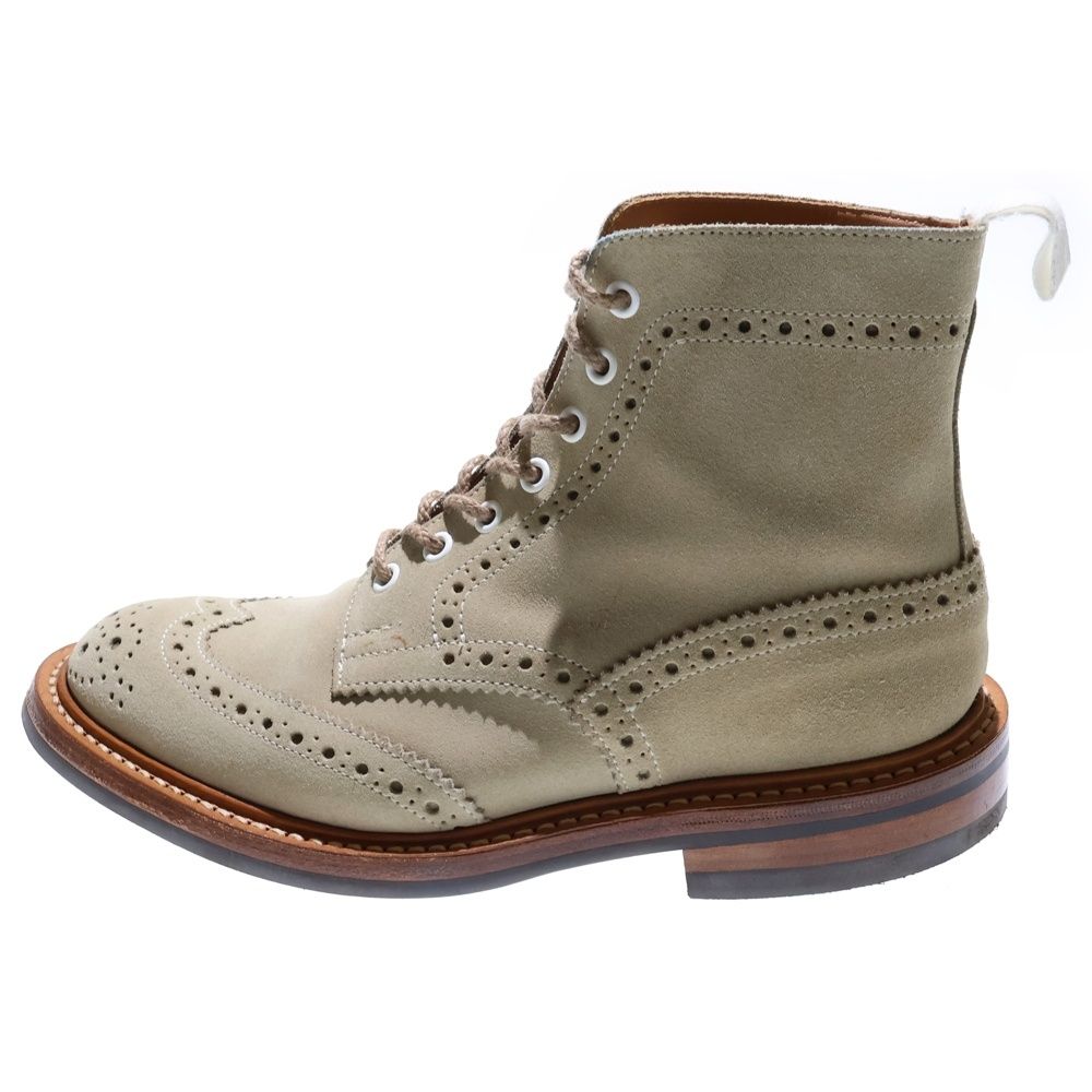 Tricker s トリッカーズ ウイングチップ スウェード カントリーブーツ レースアップ ベージュ 2508119