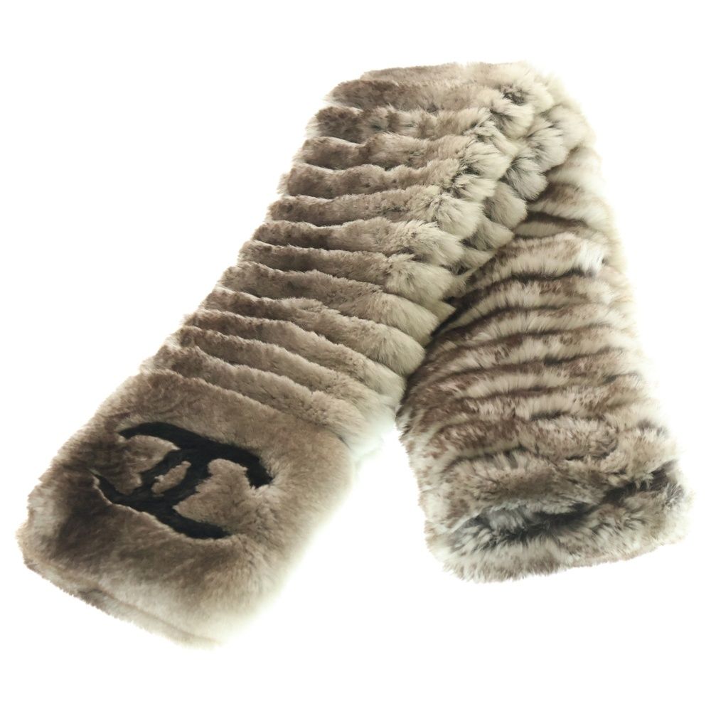 CHANEL シャネル ココマーク オリラグ ファーストール マフラー グレー
