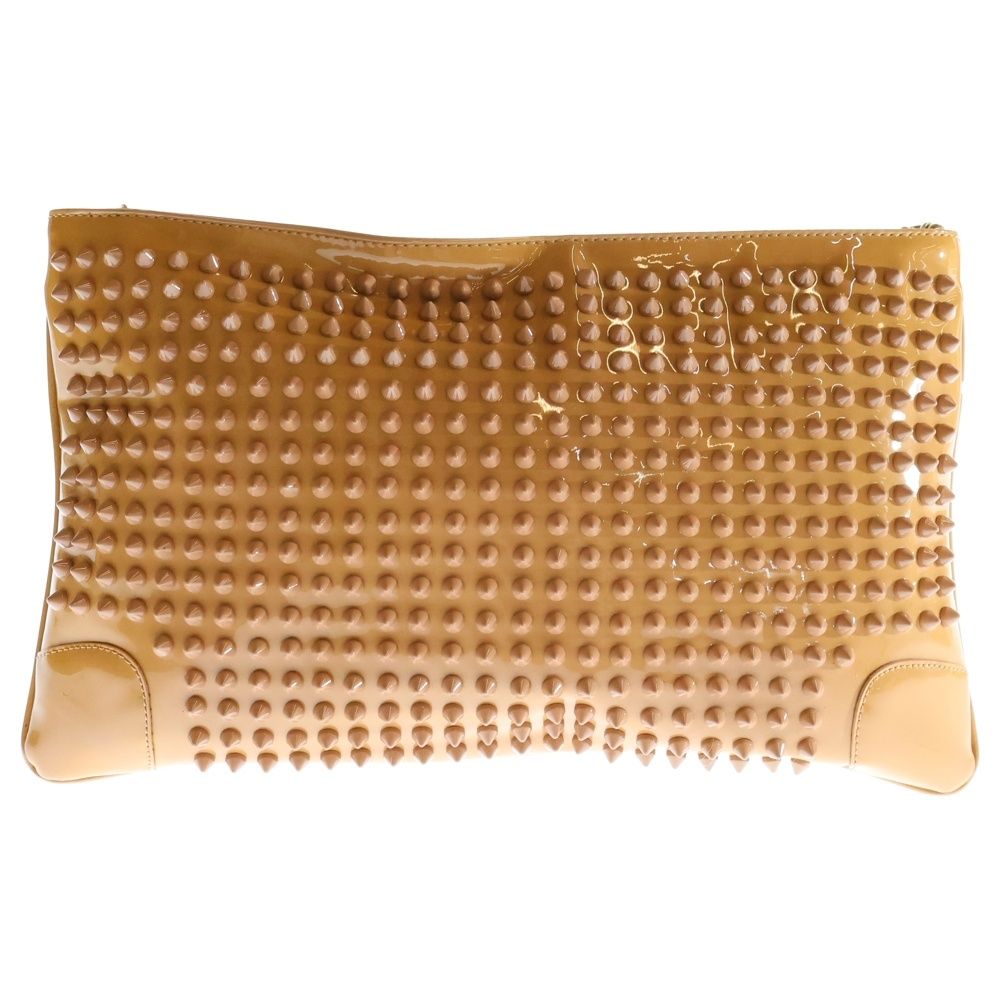 CHRISTIAN LOUBOUTIN クリスチャンルブタン スタッズデザイン 2Way チェーンショルダー クラッチバッグ ブラウン 3120258