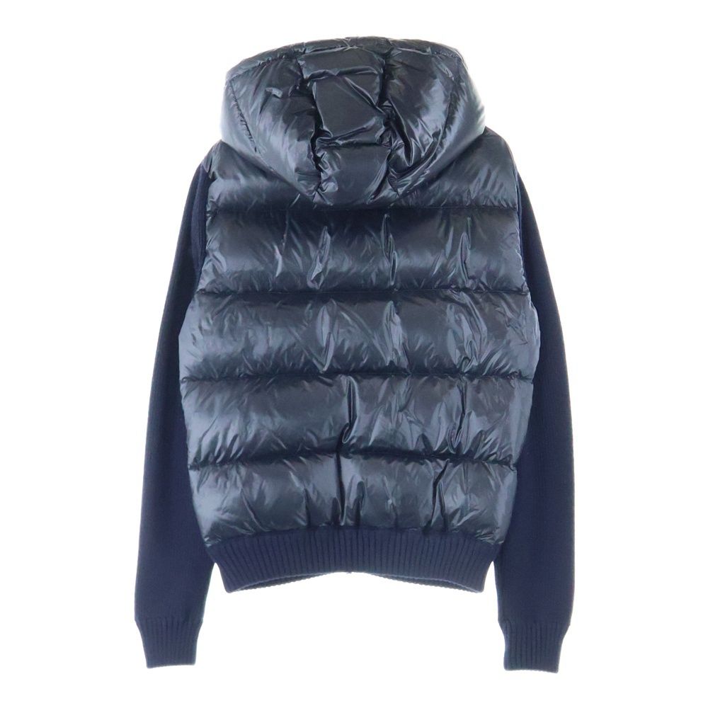 MONCLER モンクレール 14AW ニット切り替え ワッペンロゴ フーデッド ジップアップ ダウンジャケット ネイビー 420919436900 94111