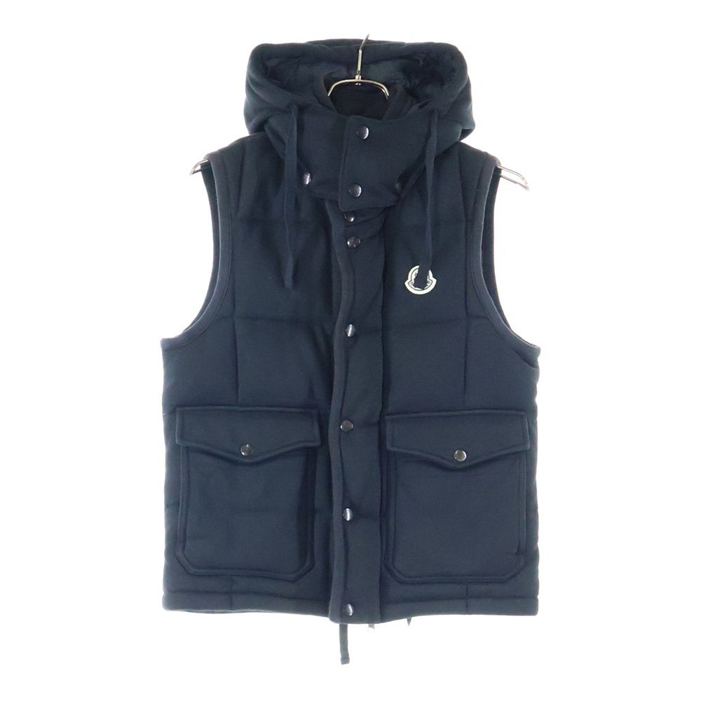 MONCLER モンクレール ワッペンロゴ コットン フーデッド ジップアップ ダウンベスト ブラック 90054