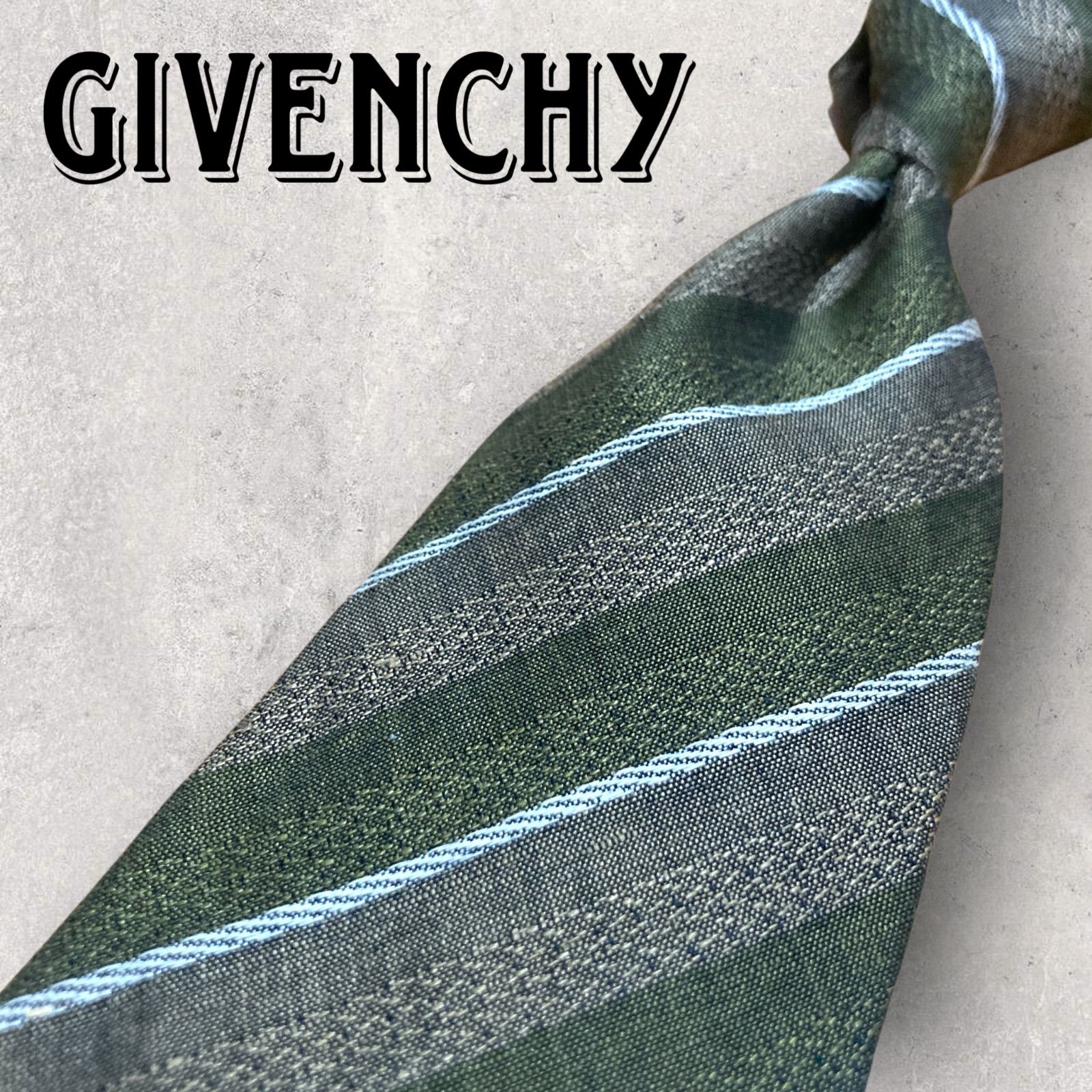 GIVENCHY ジバンシー ストライプ柄 シンプル ネクタイ グリーン - メルカリ
