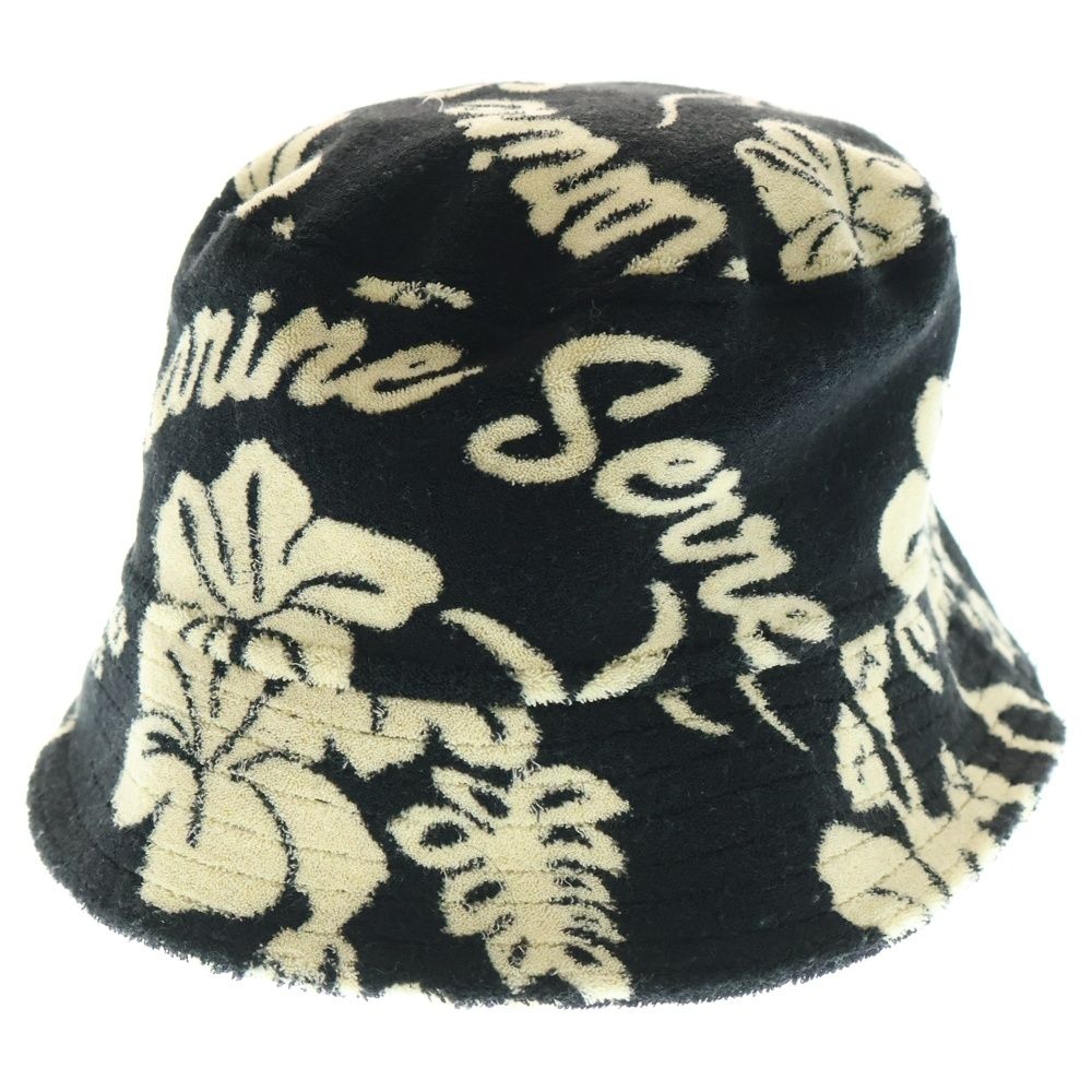 MARINE SERRE マリーン セル Jersey Jacquard Towels Bucket Hat 総柄 タオル生地 バケットハット 帽子 ブラック UHG030-BK99-J