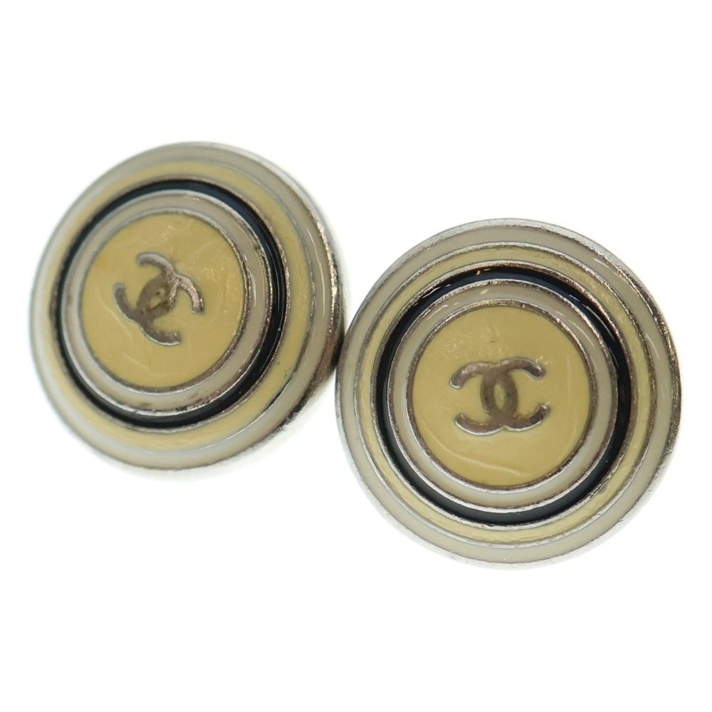CHANEL シャネル ココマークラウンドピアス イヤー シルバー金具 ベージュ 07C