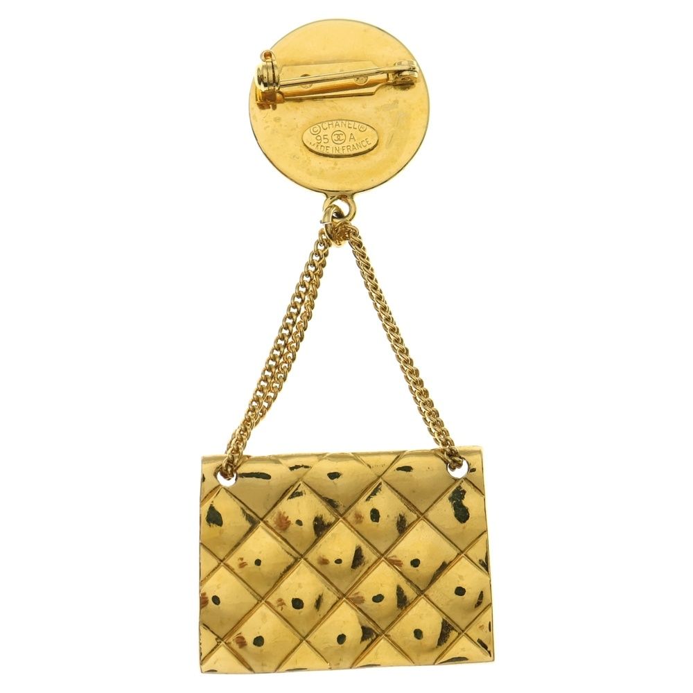 CHANEL シャネル マトラッセ ブローチ ピンバッジ チェーン ゴールド 95 A GP