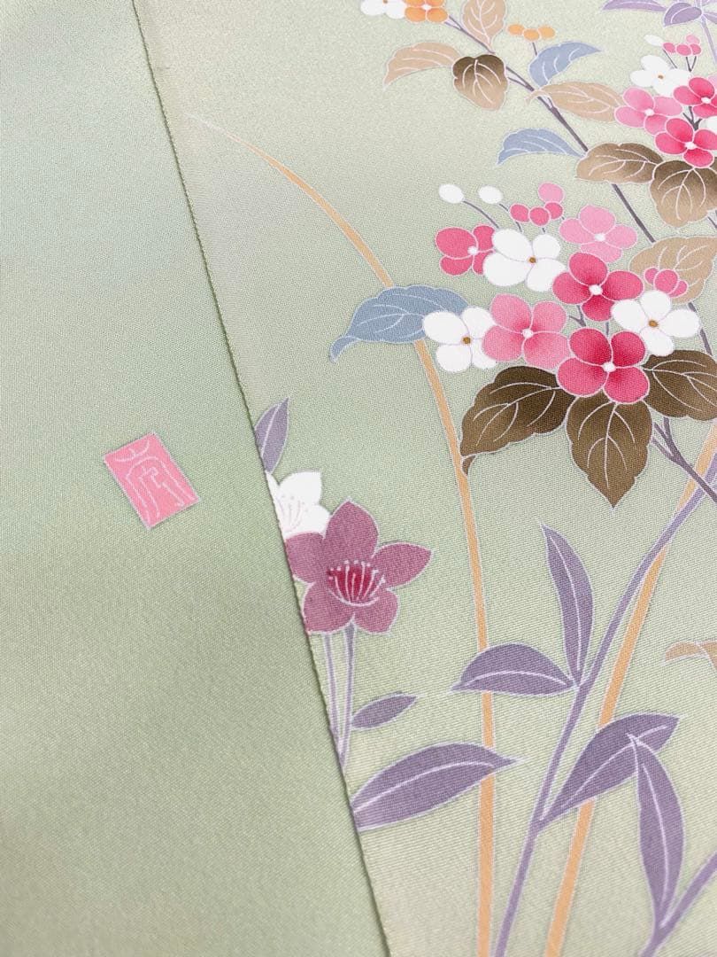 金彩作家 太田洋 付け下げ 反物 カラー 銀彩 グリッター 紋意匠 正絹