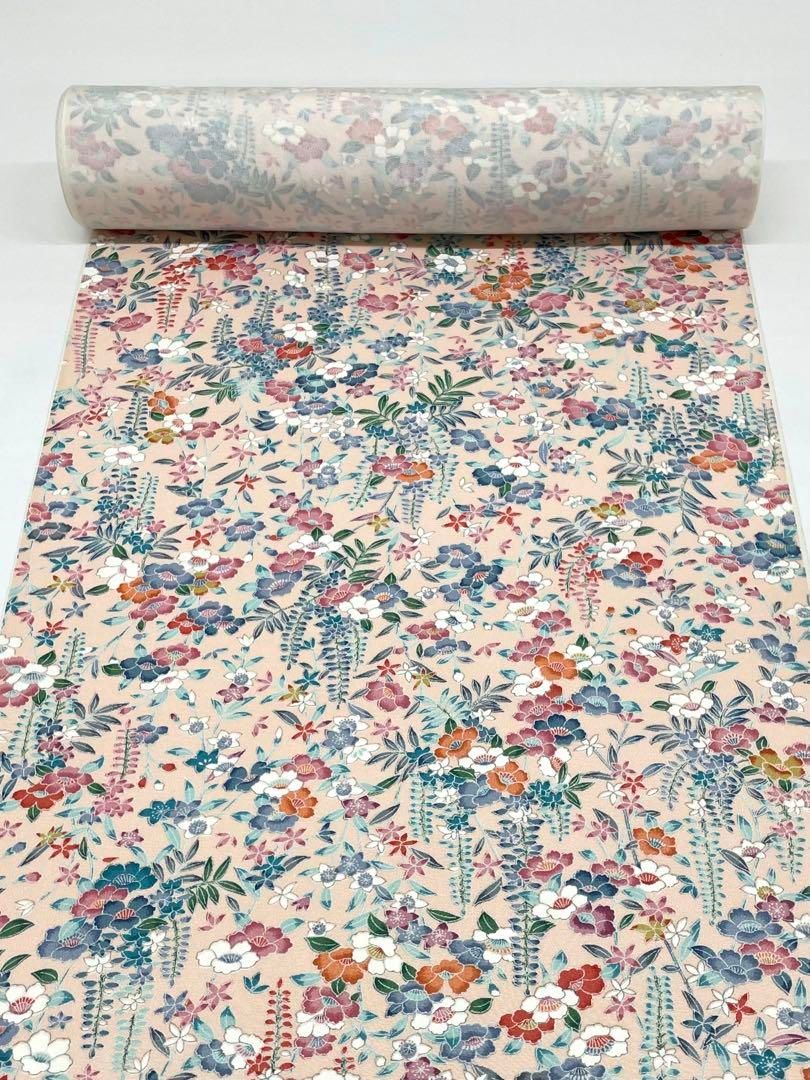 小紋 加賀友禅 通産大臣指定伝統的工芸品 鉄紺色 正絹 反物 小紋 本場