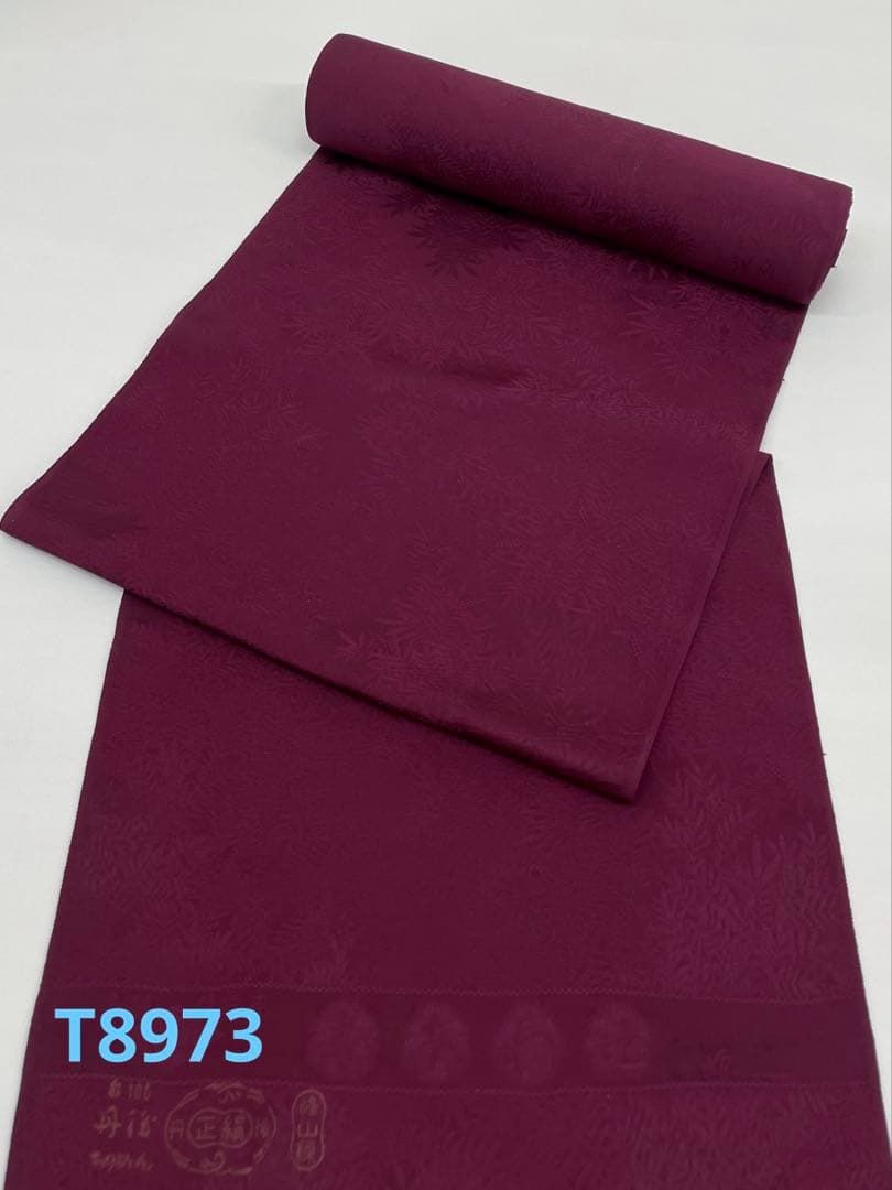 色無地 紋意匠 バーガンディー色 正絹 反物 色無地 紋意匠 南天文様 堅牢