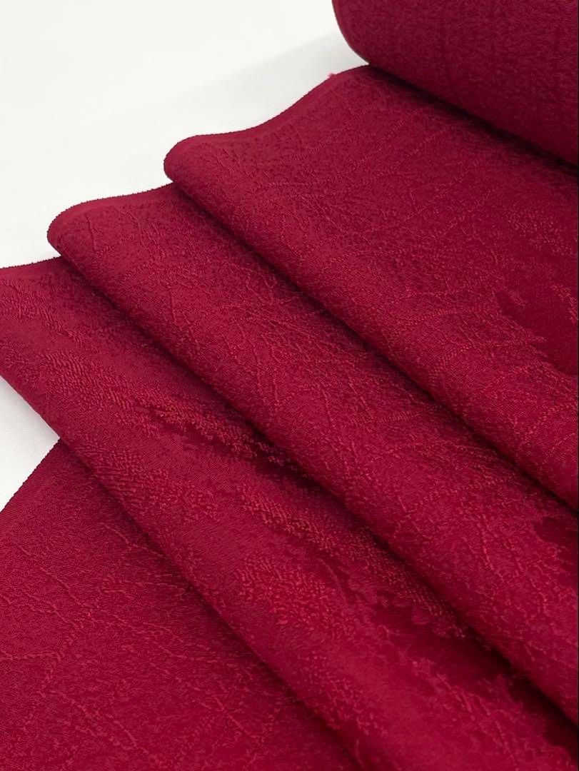 色無地 紋意匠 朱・緋色 正絹 反物 色無地 紋意匠 朱・緋色 正絹 反物