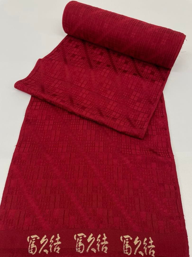 コート地 ふくれ織 紋意匠 無地 朱・緋色 正絹 反物 - メルカリ