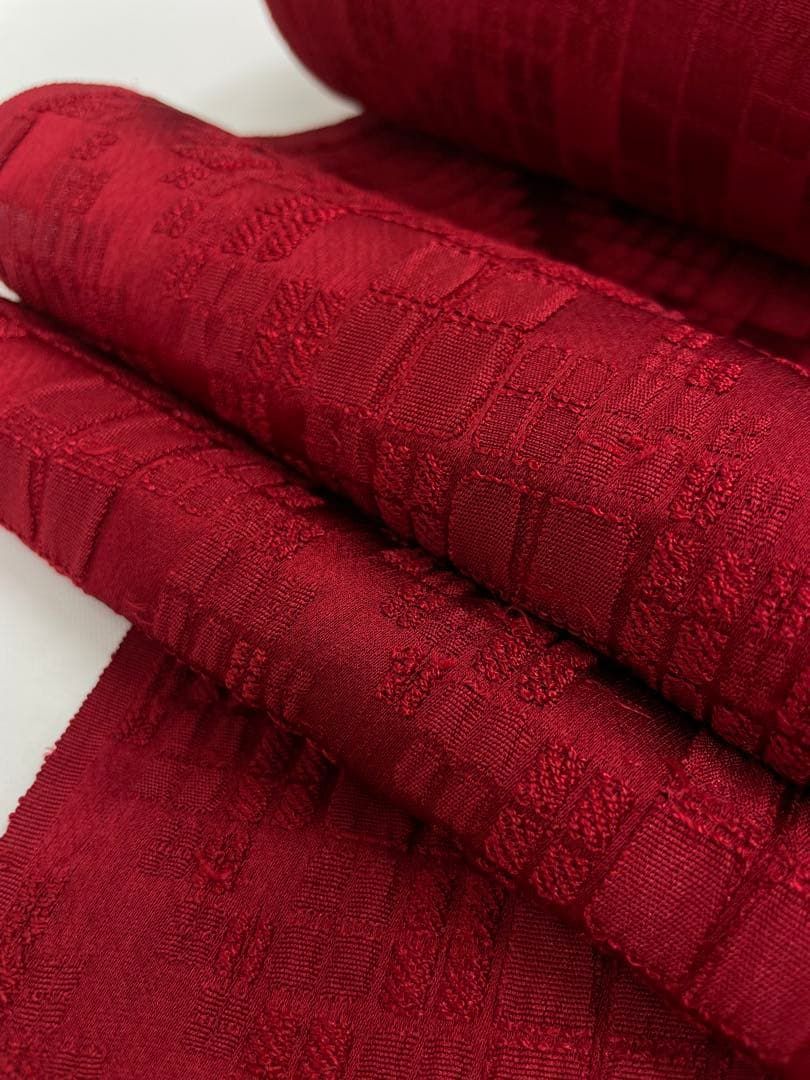 コート地 ふくれ織 紋意匠 無地 朱・緋色 正絹 反物 - メルカリ