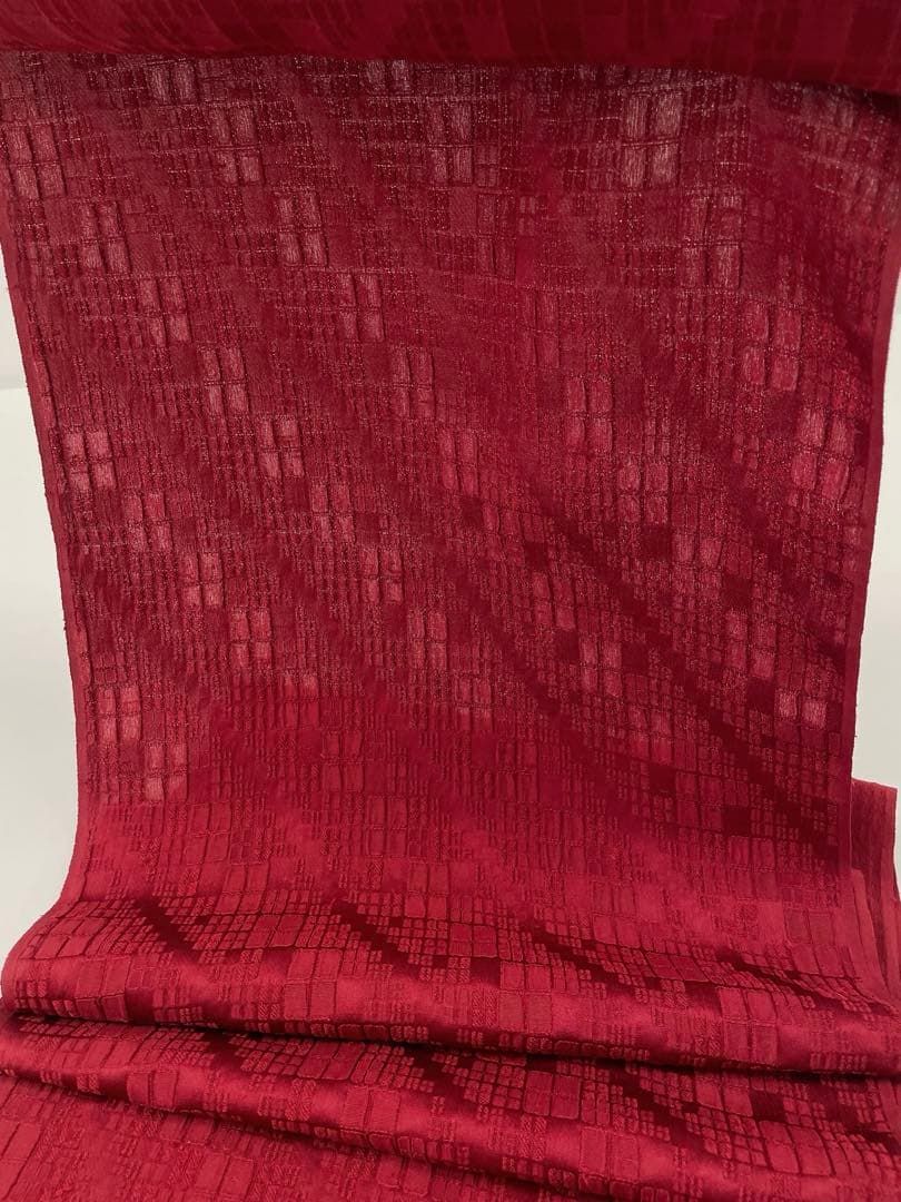 コート地 ふくれ織 紋意匠 無地 朱・緋色 正絹 反物 - メルカリ