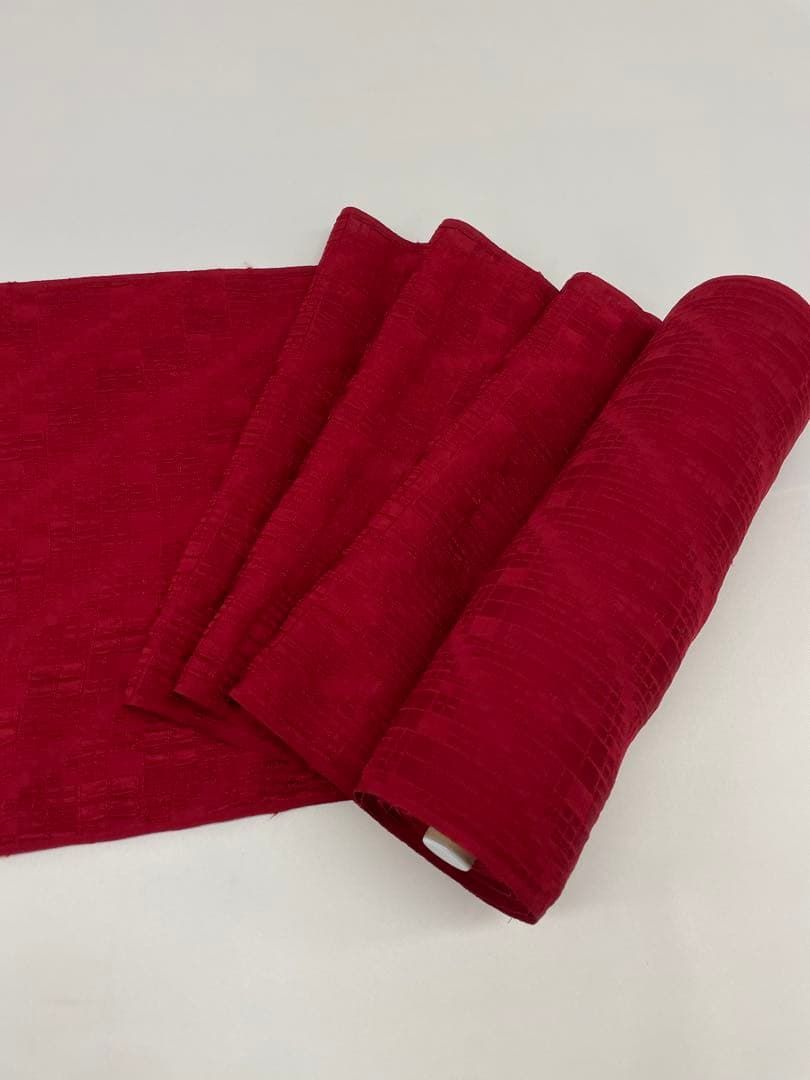 コート地 ふくれ織 紋意匠 無地 朱・緋色 正絹 反物 - メルカリ