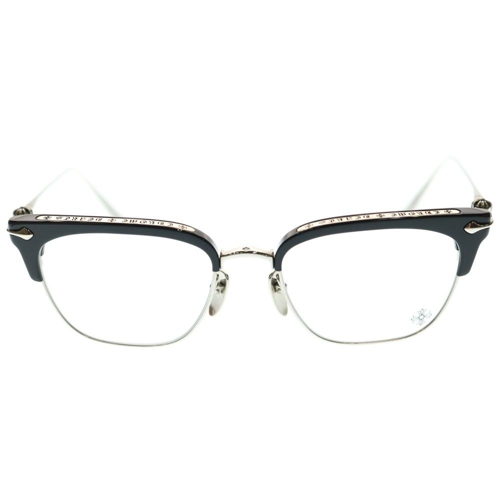 CHROME HEARTS クロムハーツ 54□19 148 SLUNTRADICTION クロスボールハーフリムスクエア眼鏡
