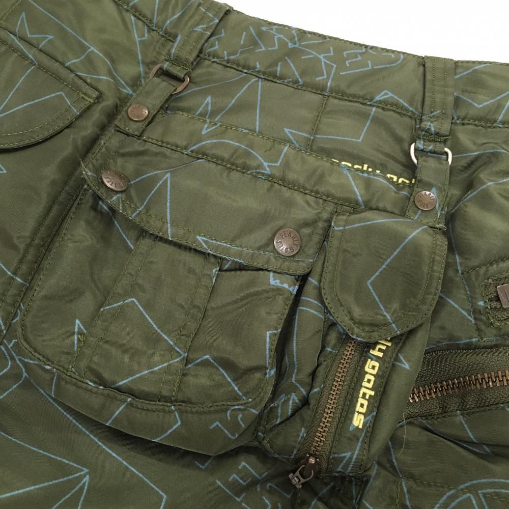 超 パーリーゲイツ 中綿スカート カーキ×ライトブルー 星 総柄 複数ポケット レディース 0 S ゴルフウェア PEARLY GATES LLC-HASEGAWATOSO_COM